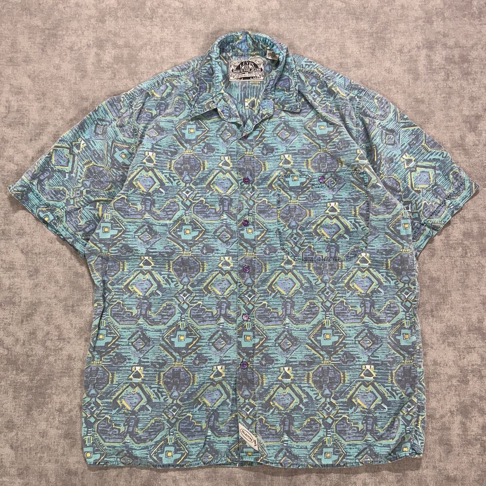 Vintage 90s Levis Shirts For Jeans Selective AOP Button Up Shirt Mens M Aztec